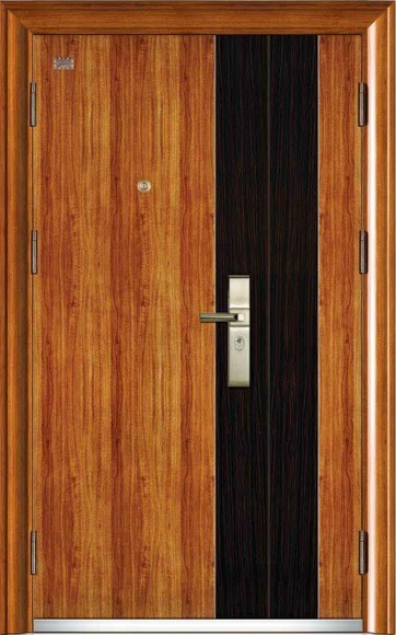 Steel Wooden Security Door, Wood Grain Surface Hot Sales