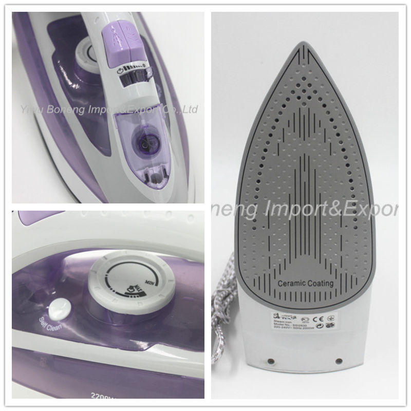 Electric Steam Iron Electric Iron Ssi2830 with Ceramic Soleplate (Gray)