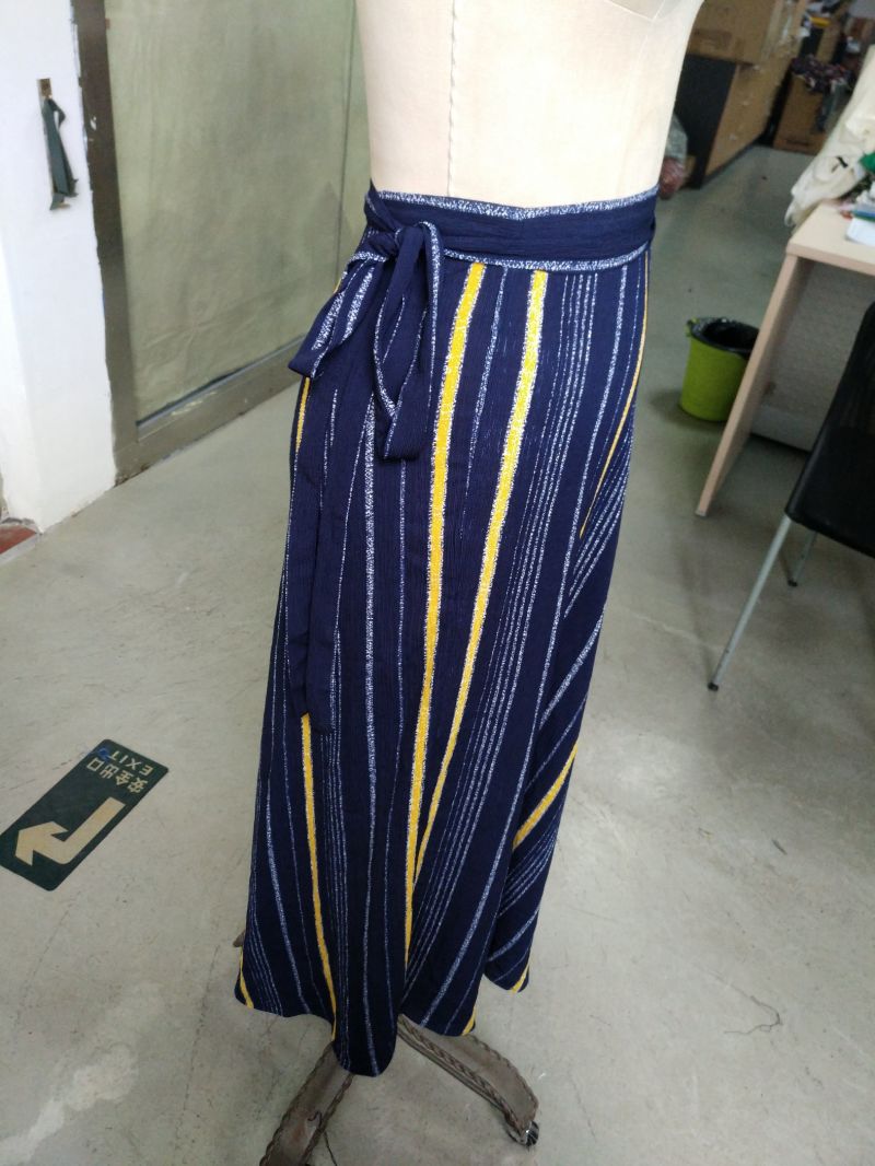 Spring Stripe Contrast Color Bowknot Elegant Ladies Long Skirt