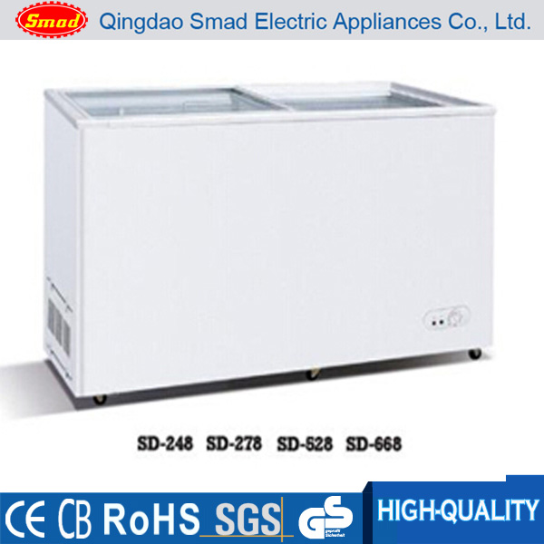 R134A Commercial Sliding Door Glass Top Chest Deep Freezer