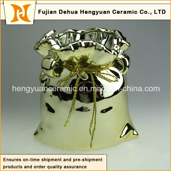 Electroplating Ceramic Big Bag Jar for Home Decoration