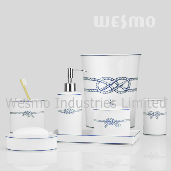 Decal Rope Porcelain Bathroom Set (WBC0819A)