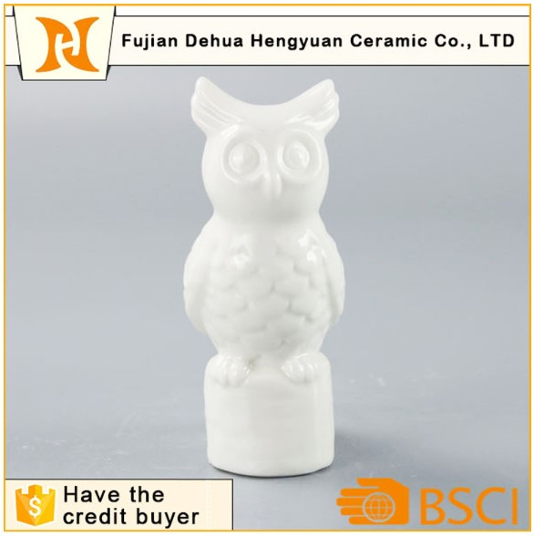 White Ceramic Owl Figurine Candle Holder Craft for Home Decoration