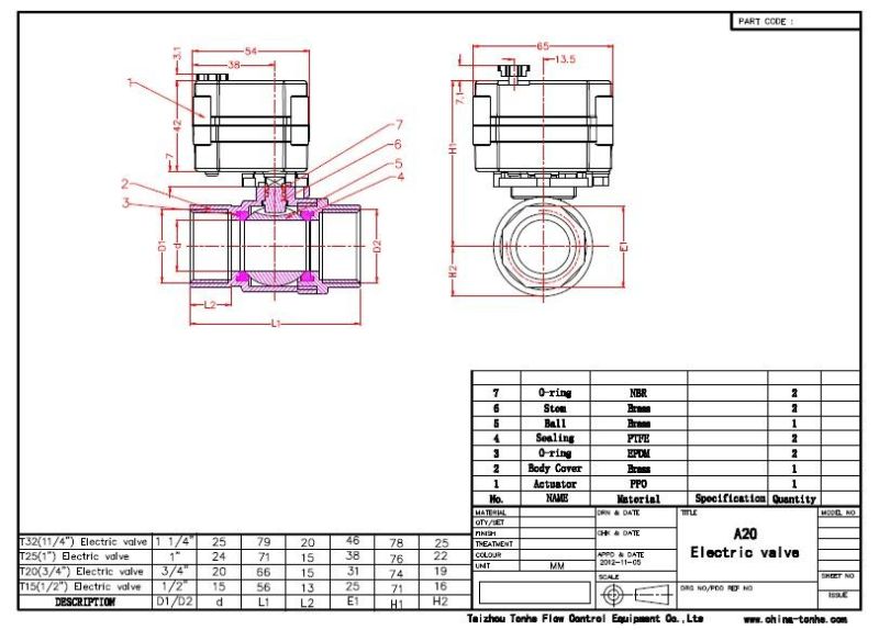 2 Way NSF61 Ss304 Motorized Water Ball Valve for Drinking Water