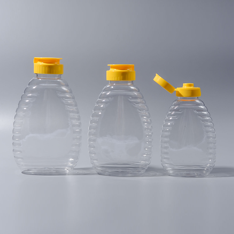 450g Pet Bee Honey Bottle Plastic Honey Bottles Jam Bottles Ketchup Bottle with Silicone Valve Caps