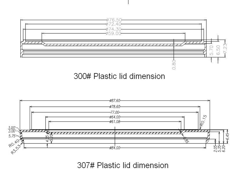 300#/307#/401#/502# Metal Tin Can Plastic Covers