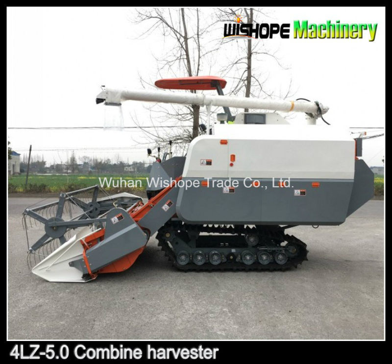 Wishope 4lz-5.0 Rice Combine Harvester with Manual Grain Tank