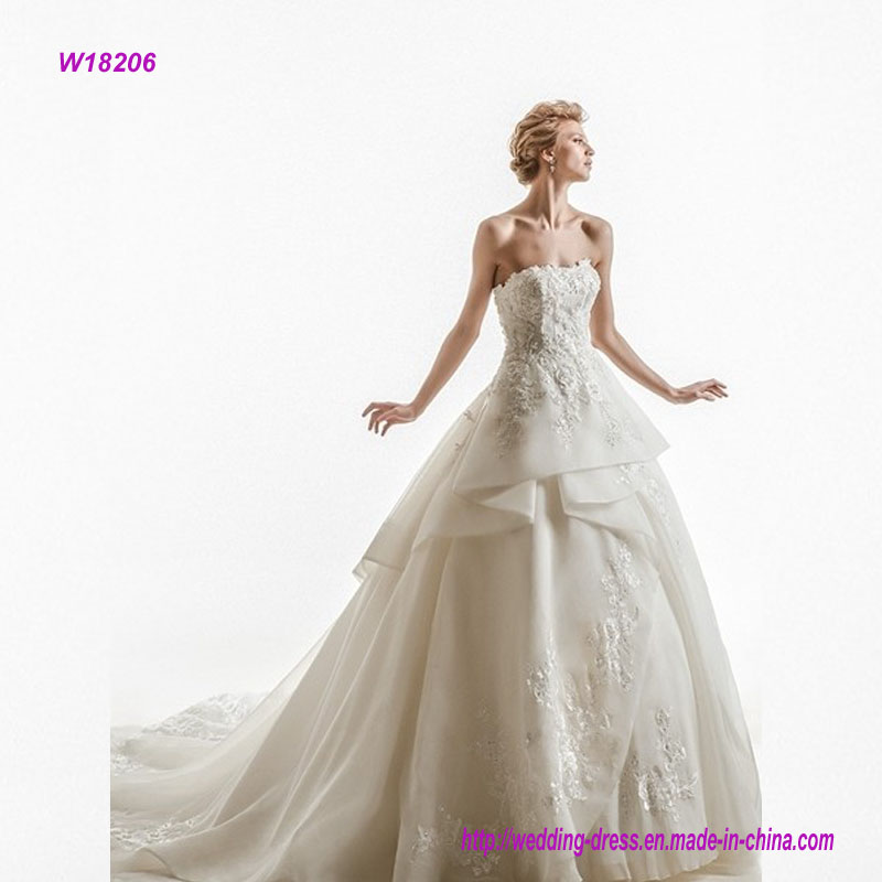 Strapless Embroidered Princess Wedding Dress