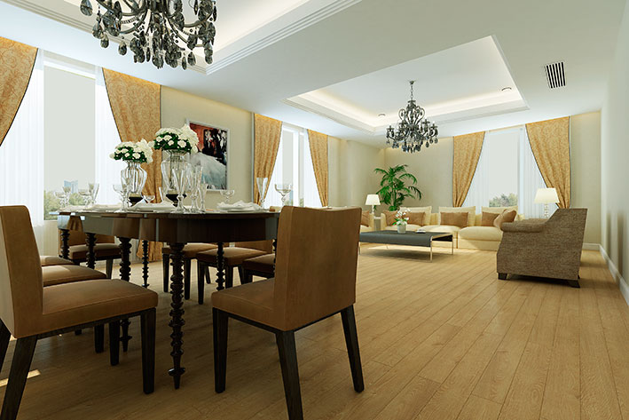 Vinyl 12.3mm E0 Walnut Parquet Wood Laminate Flooring