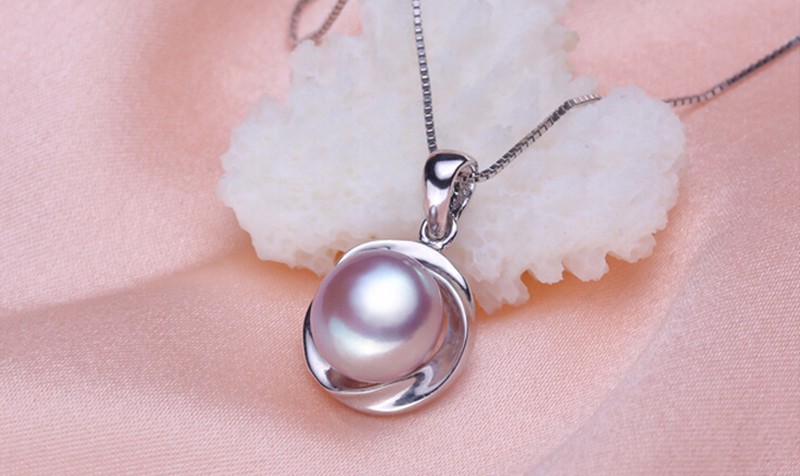 10-10.5mm Bread Round 3 Colors Fashion 925 Silver White Freshwater Pearl Pendant