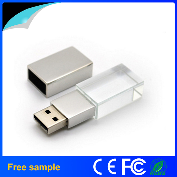 Free Sample 3D Engraving Logo Crystal USB Flash Drive