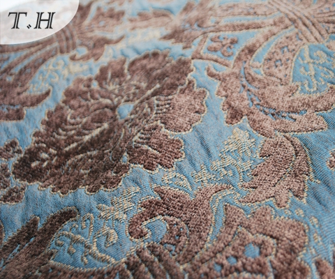 2016 Big Blue Flower Jacquard Fabric by China Factory (FTH31106A)