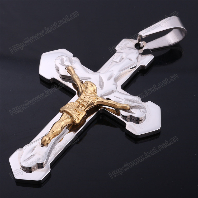 Simple Mens Metal Stainless Steel Cross Cross Black Cross Pendant Necklace Designs (IO-st000000)