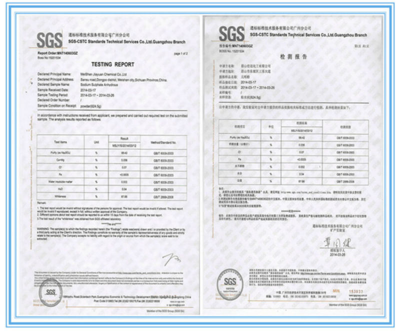 99% Sodium Sulphate Anhydrous From China