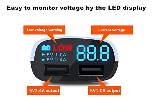 LED Display Voltage and Current 3.4A Dual USB Car Charger for iPhone 6, 6 Plus, 5 Samsung S6, S6 Edge and Android Devices