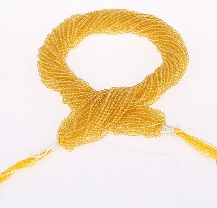 Gemstone Natural Quartz Loose Strands Wholesale Cute Size 2mm 3mm Light Yellow Crystal Beads in Bulk