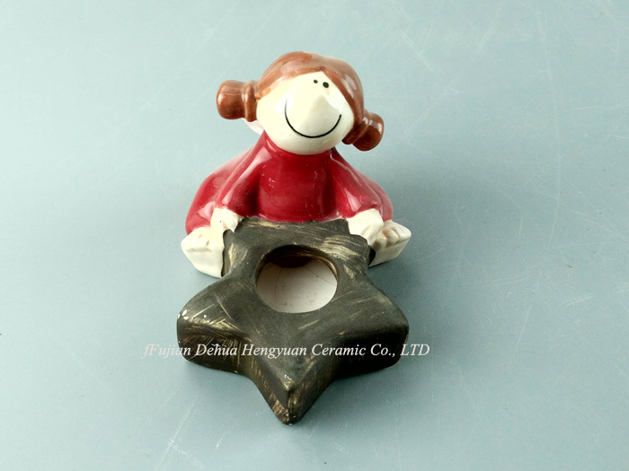 Pretty Girl Shape Ceramic Candle Holder for Decoration