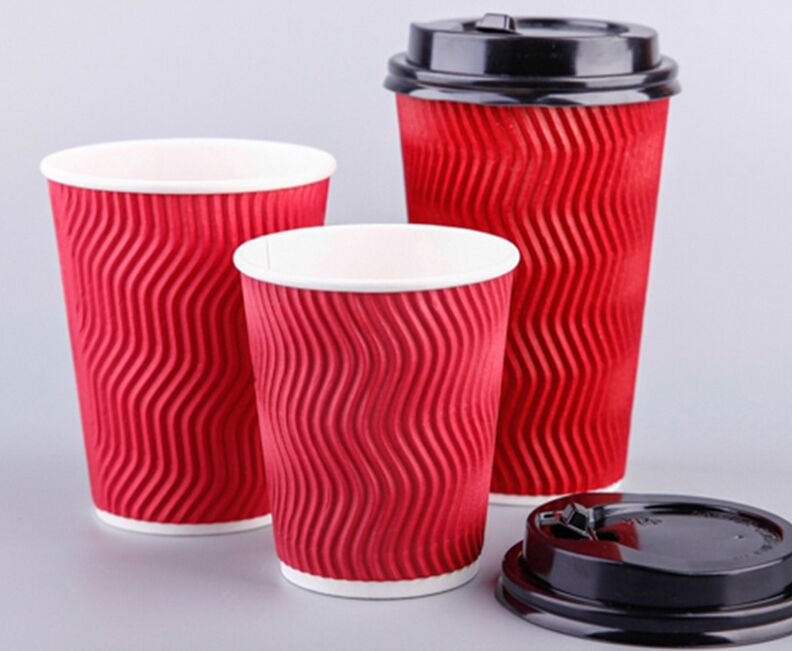 Disposable Hot Drinking Custom Logo Ripple Wall Paper Coffee Cup