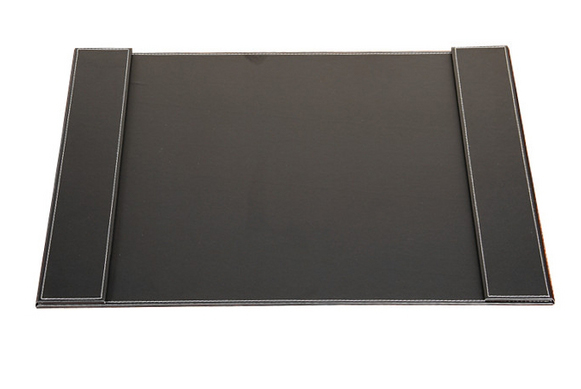 Classic Black PU Leather Desk Pad with Two Side Panels