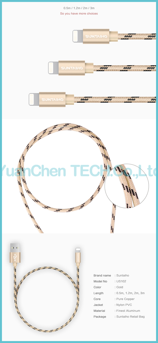 1m/2m/3m/5m Fast Charging Data Micro USB Cable for iPhone/Samsung