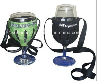 China Cheap Neoprene Wine Glass Coolers with Lanyard (SNCC04)