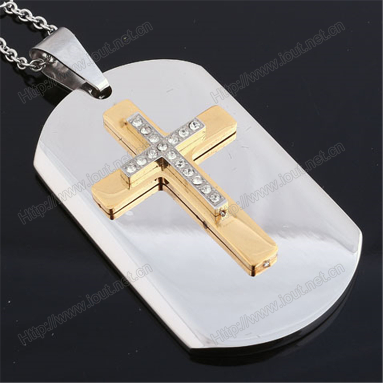 Large Stainless Steel Silver Cross Within a Gothic Cross Pendant Jesus (IO-st00A)