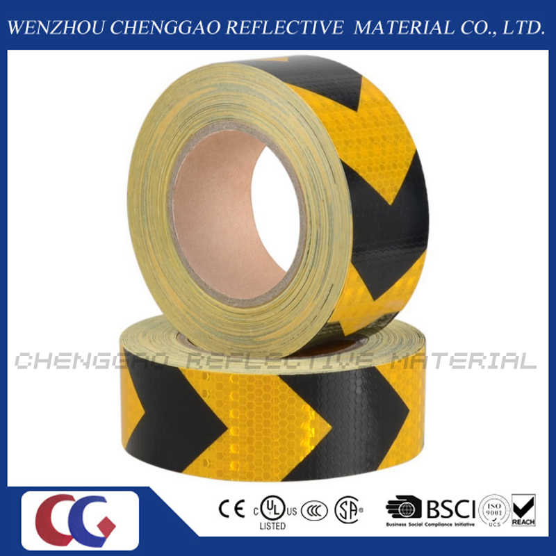 Yellow and Black PVC Hazard Warning Reflective Tape for Truck (C3500-AW)