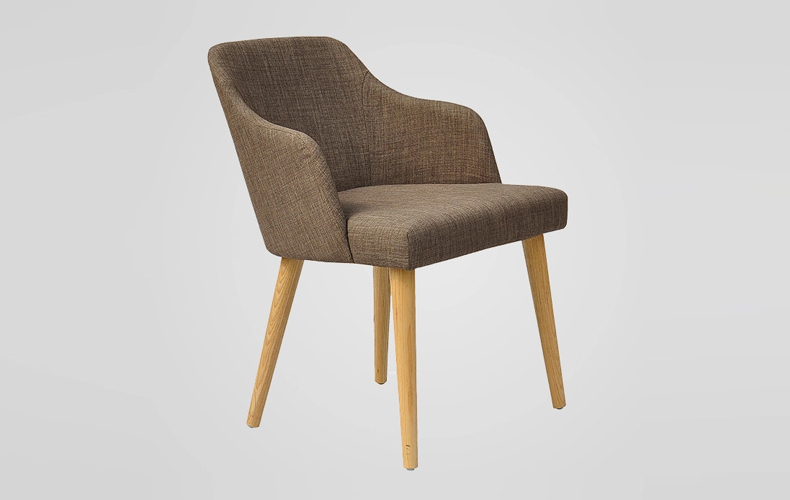 High Armrest Fabric Wooden Chair for Dining Room