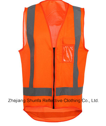 Hot Fashion High Visibility Workwear Reflective Safety Vest with ID Pocket