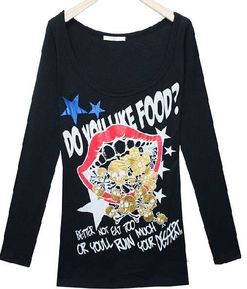 Fashion Screen Printed Custom Girl's Long Sleeve T Shirt