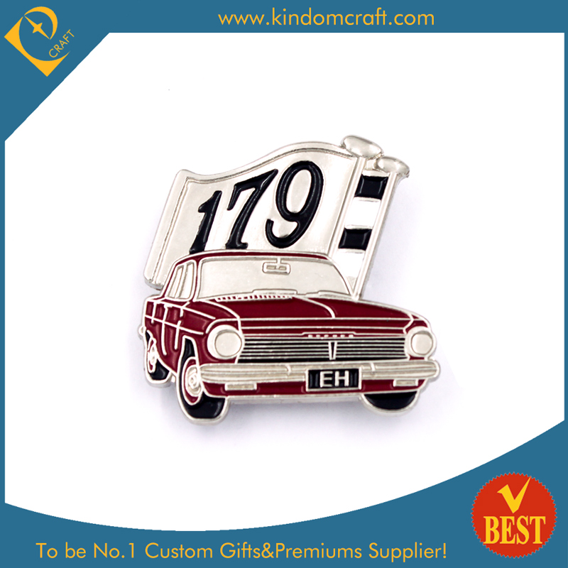 Eh 179 Car Shape Tin Button Badge in Red Backdrop for Present