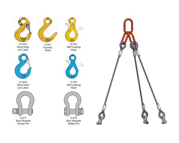 Three-Leg Bridle Mechanically Spliced Wire Rope Sling