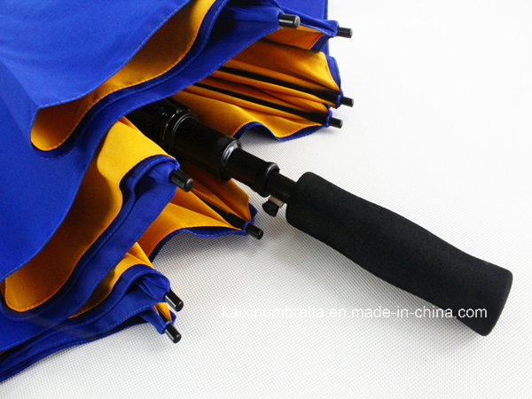 Customized Logo Fiber Glass Golf Umbrella with Double Layers