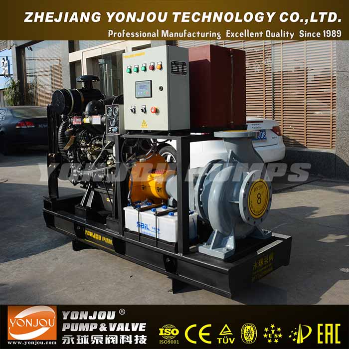 Diesel Engine with Silence Cabinet on Trailer Driven Self-Priming Water Pump