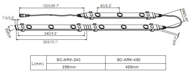 Slim LED Cabinet Light (SC-ARK-480-W/WW)