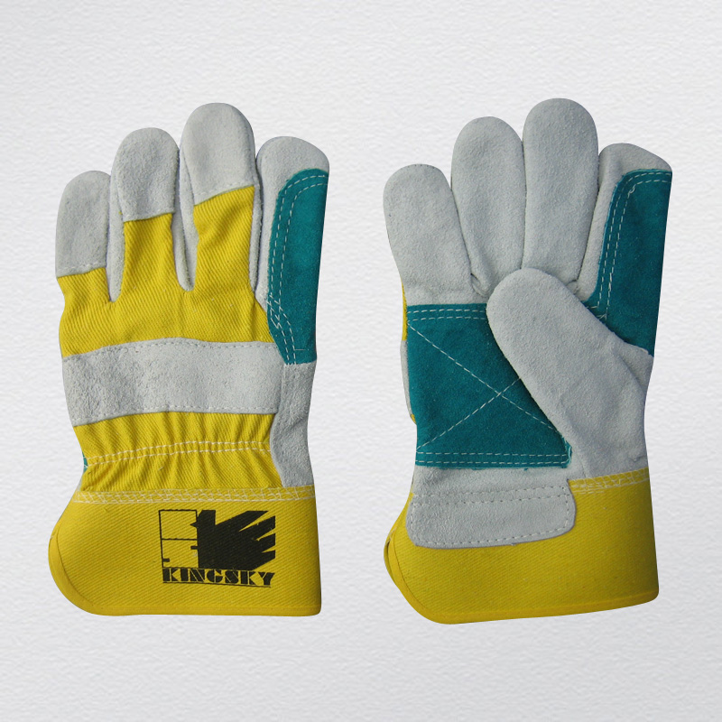 Cow Split Leather Double Green Palm Gloves (3060.01)