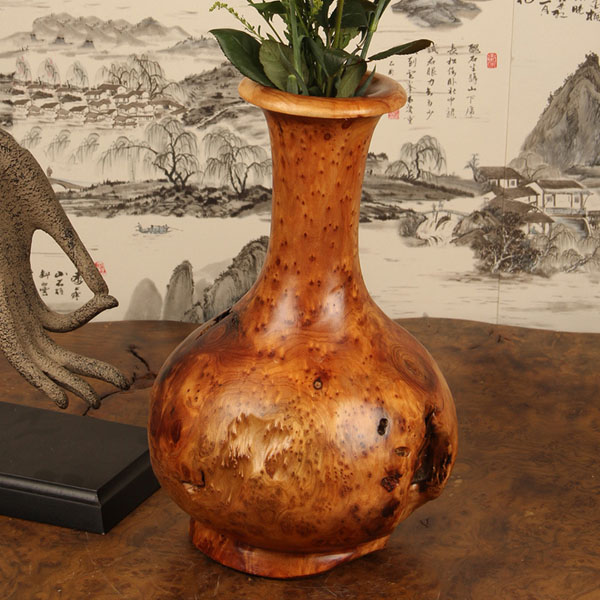 Fashion Design Carved Natural Durable Wooden Vase