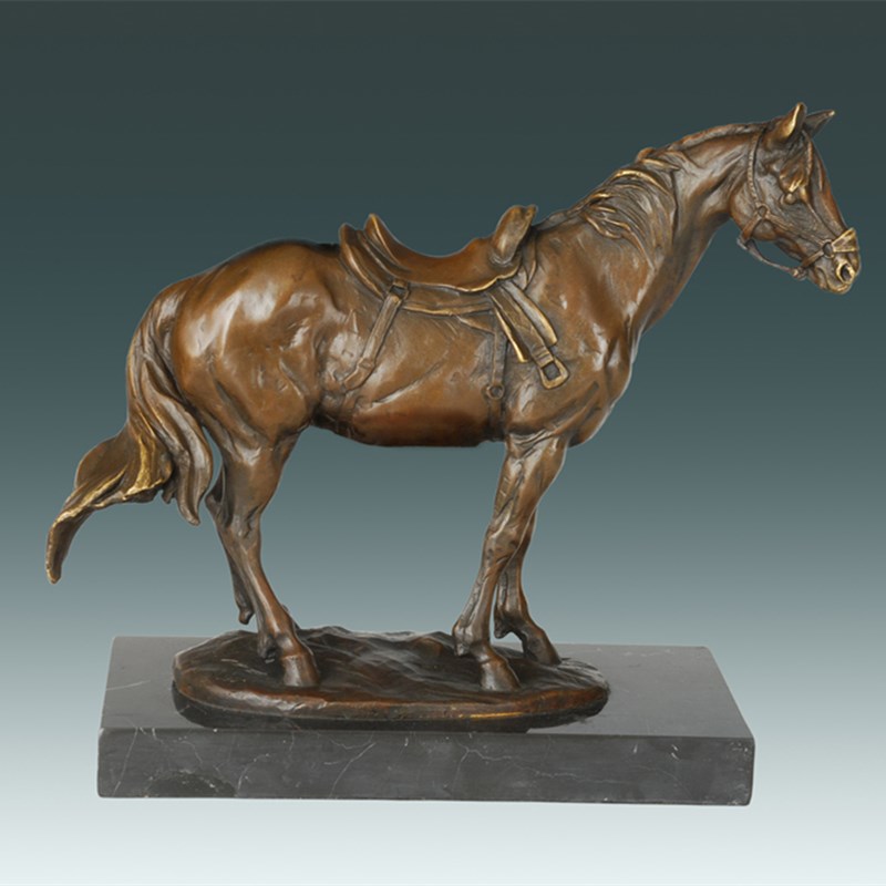 Animal Bronze Sculpture Horse Carving Decor Brass Statue Tpal-258
