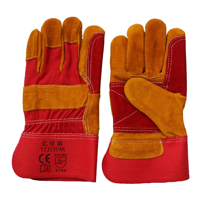 Cow Split Leather Cut Resistant Double Palm Working Safety Gloves