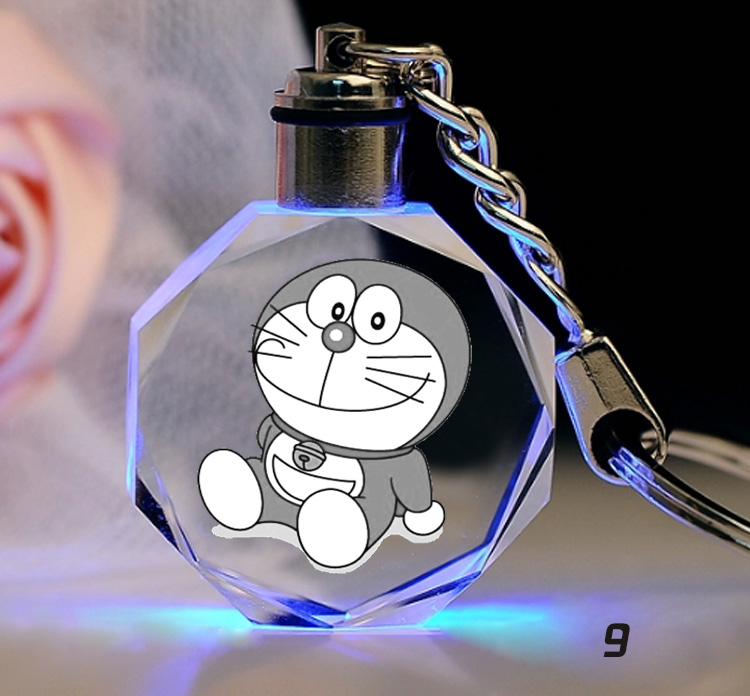 LED Laser Glass Gift Crystal Glass Keychain for Souvenir Gifts