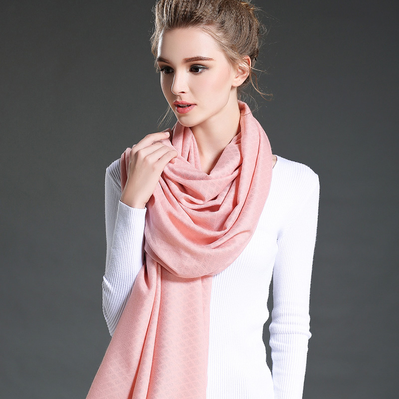 Women in Winter to Keep Warm Plain Pink Polyester Scarf Shawl