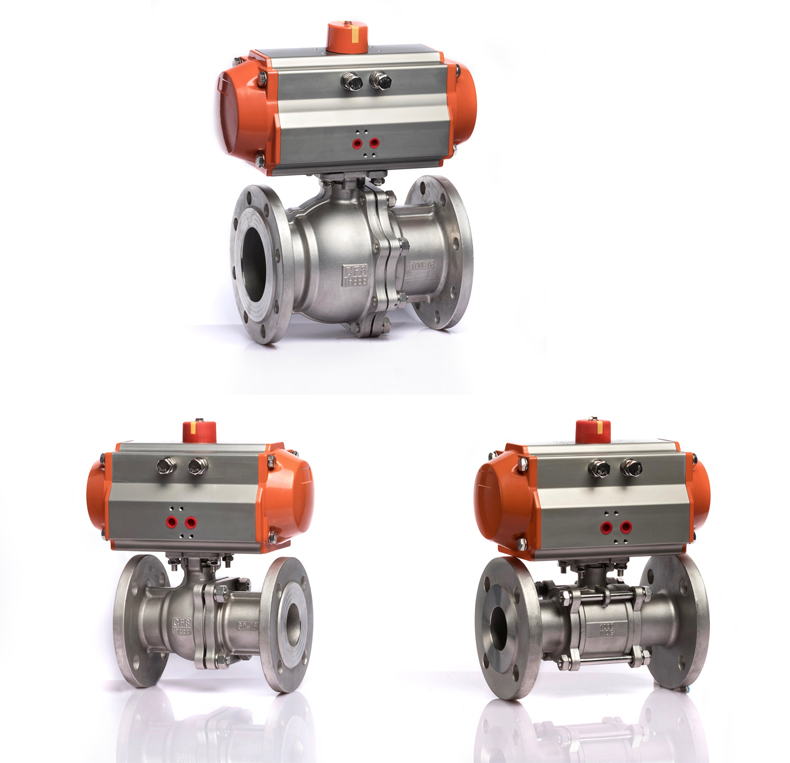 Klqd Brand Pneumatic Actuated Stainless Steel Flanged Ball Valve