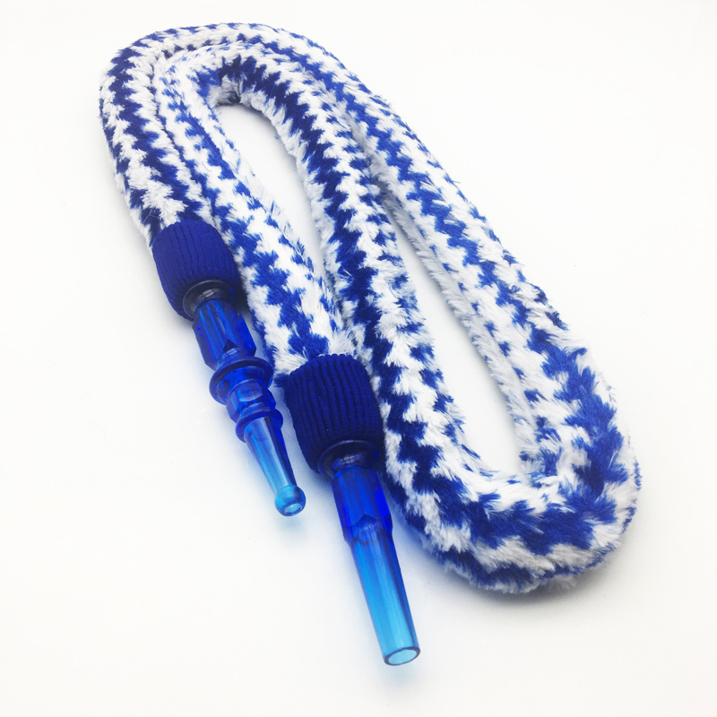 1.8m Blue Striped Fur Design Hookah Hose with Acrylic Mouthpiece (ES-HH-006-4)