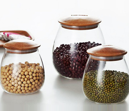 1000ml Glass Storage Jar Storage Can with Bamboo Lid