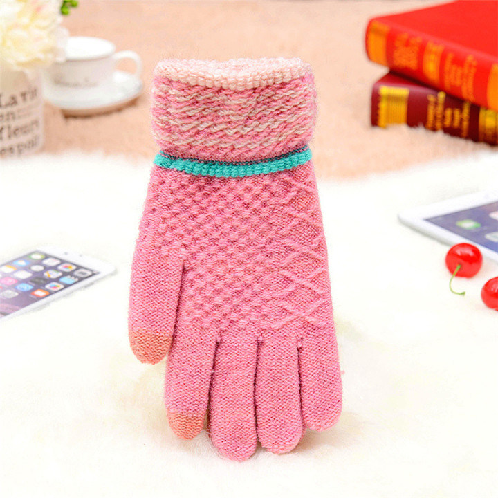 Custom Wholesale Warm Winter Women Man Acrylic Knit Snowboard Fashion Gloves