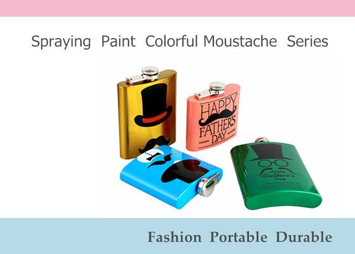 6 Oz Silk-Printing Mustache Series Hip Flask (XF-633) for Gift