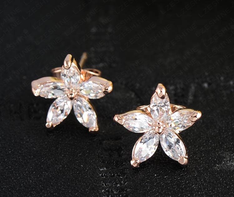 10*10mm Boutique Small Flower Zircon Earrings for Girls (ER0156)