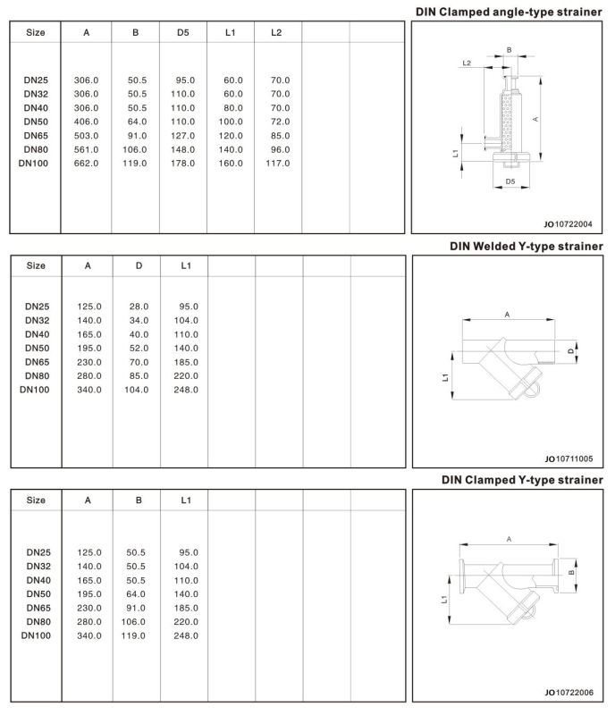 Stainless Steel Sanitary Thread Angle Strainer