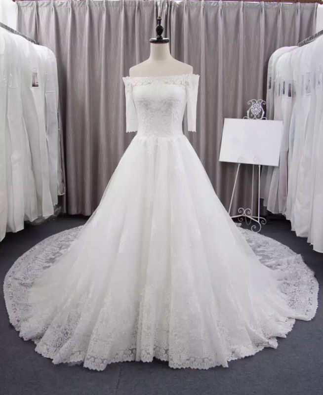 High Quality Real Sample 3/4 Lace Wedding Dresses