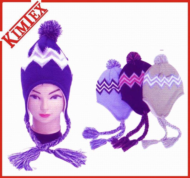 Unisex Winter Fashion Acrylic Jacquard Knitted Mowhawk Hat